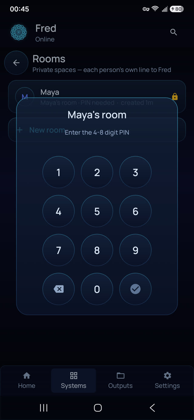 Actual Fred Family app: A room of their own.
